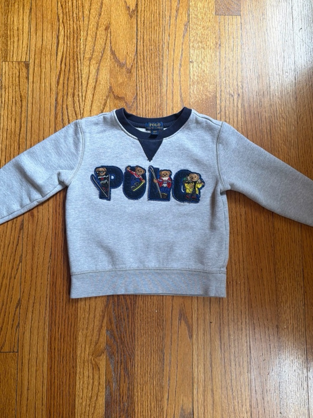 Polo by Ralph Lauren Light Gray Pullover Sweatshirt with Bear Lettering